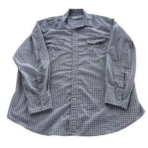 Wrangler Wrancher Mens 2XL Geometric Pearl Snap Western Shirt Cowboy XXL